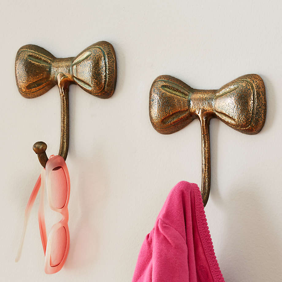 Decorative Hook Bow-Knot Brass Hook Wall Hooks for Hanging Hook for Coat  Hat Towel Multi-Purpose Hooks (Color : Gold, Size : Pack of 2)