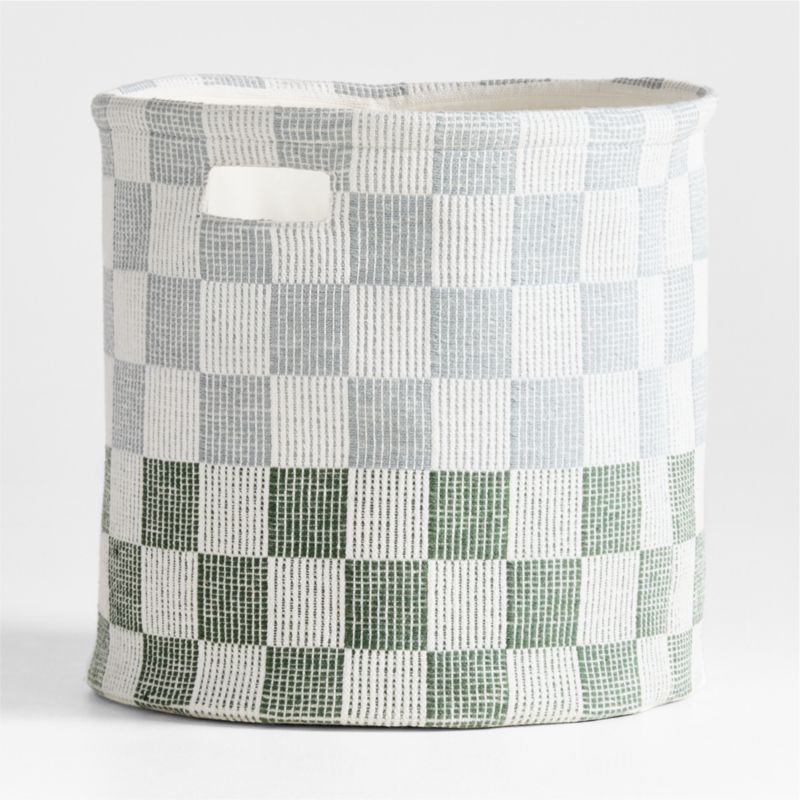 Hopscotch Mist Blue and Pine Green Checkerboard Large Floor Storage Bin - image 4 of 7