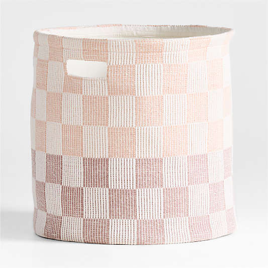 Hopscotch Elegant Pink and Classic Mauve Checkerboard Large Floor Storage Bin