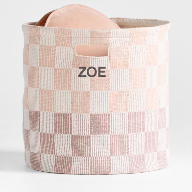 Hopscotch Elegant Pink and Classic Mauve Checkerboard Large Floor Storage Bin - image 0 of 7