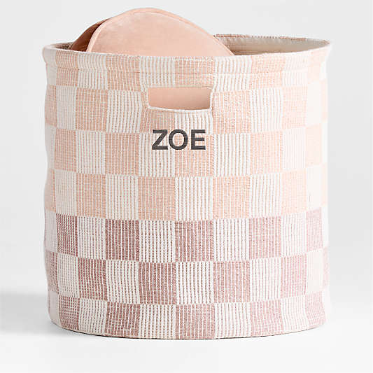 Hopscotch Elegant Pink and Classic Mauve Checkerboard Large Floor Storage Bin