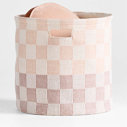 Hopscotch Elegant Pink and Classic Mauve Checkerboard Large Floor Storage Bin