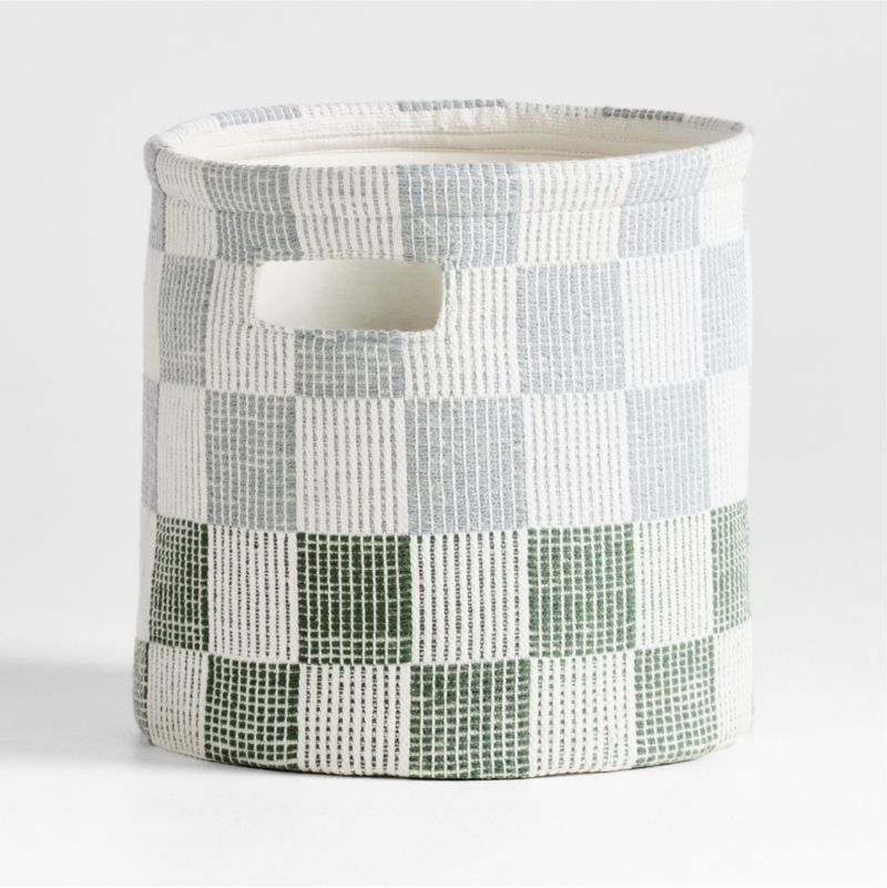 Hopscotch Mist Blue and Pine Green Checkerboard Shelf Storage Bin - image 4 of 7