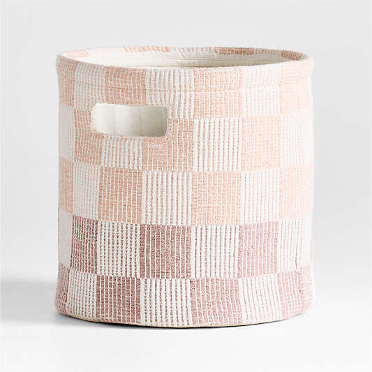 Hopscotch Elegant Pink and Classic Mauve Checkerboard Shelf Storage Bin