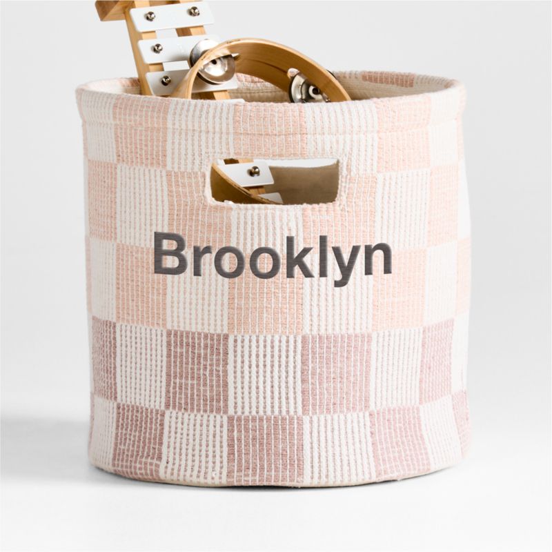 Hopscotch Elegant Pink and Classic Mauve Checkerboard Shelf Storage Bin - image 1 of 7