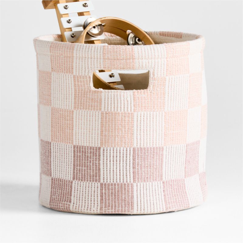 Hopscotch Elegant Pink and Classic Mauve Checkerboard Shelf Storage Bin - image 0 of 7