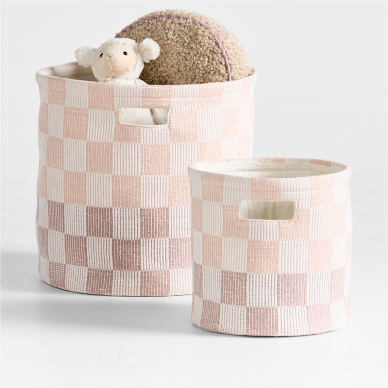 Hopscotch Elegant Pink and Classic Mauve Checkerboard Large Floor Storage Bin - image 3 of 7