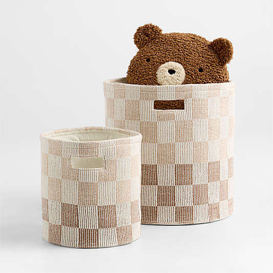 Hopscotch Tan Checkerboard Shelf Storage Bin