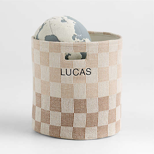 Hopscotch Tan Checkerboard Large Floor Storage Bin