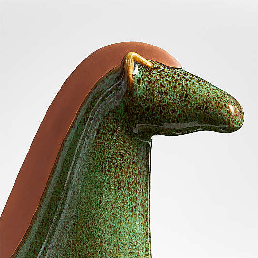 Green Earthenware Decorative Horse Sculptures