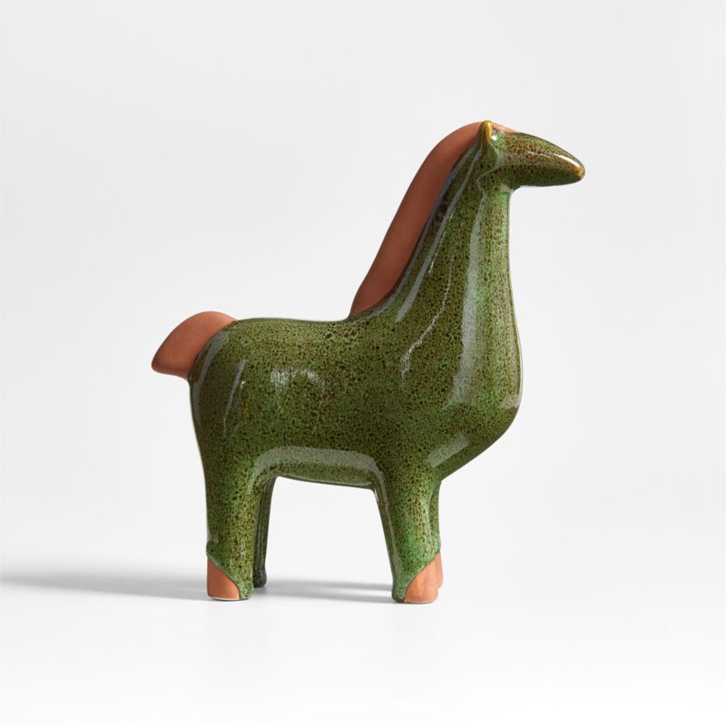 Small Green Earthenware Decorative Horse Sculpture - image 5 of 6