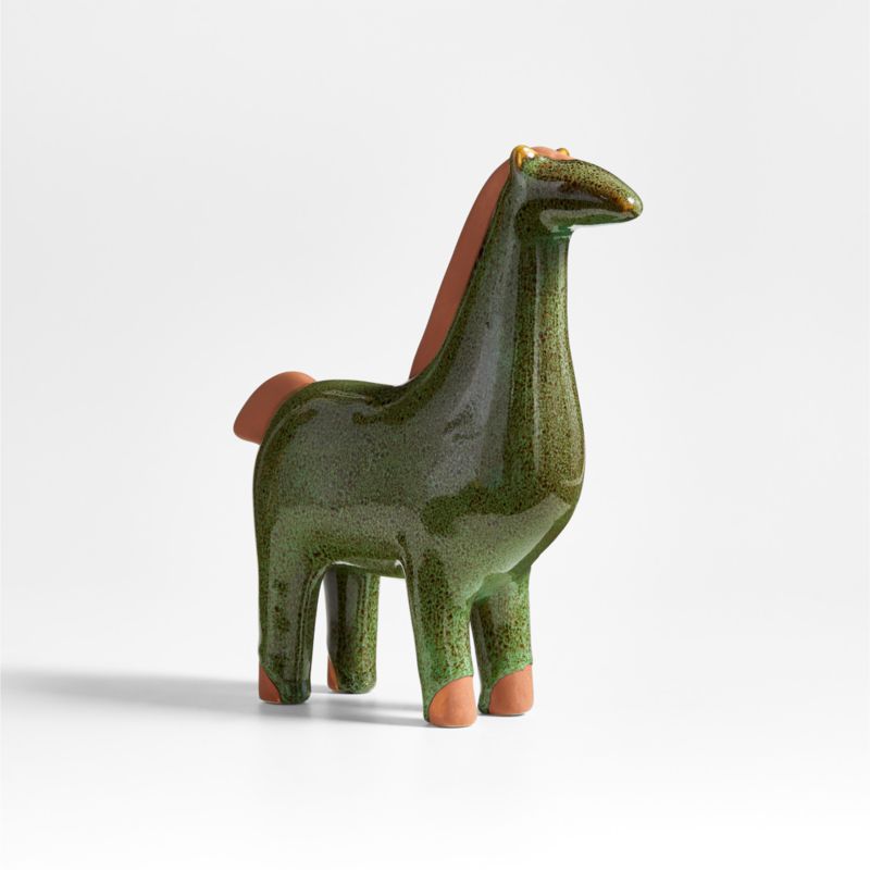 Small Green Earthenware Decorative Horse Sculpture - image 0 of 6