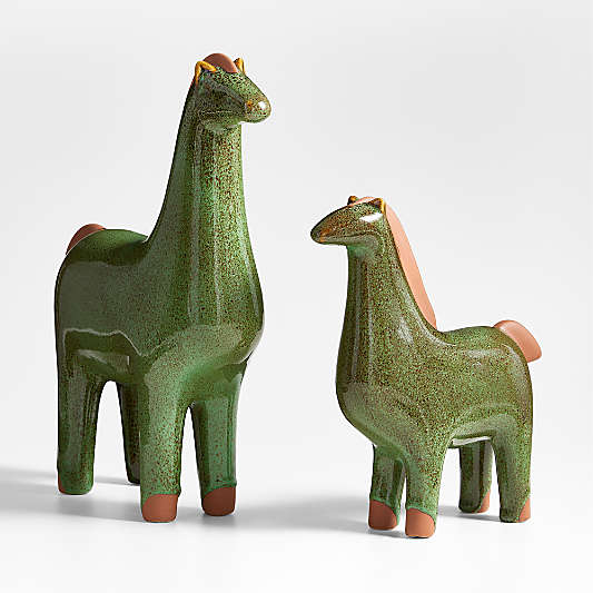 Green Earthenware Decorative Horse Sculptures