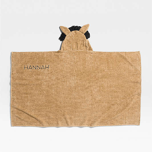 Horse Ochre Tan Organic Cotton Hooded Kids Towel