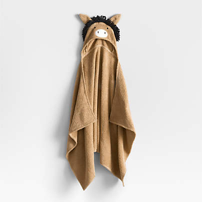 Horse Ochre Tan Organic Cotton Hooded Kids Towel