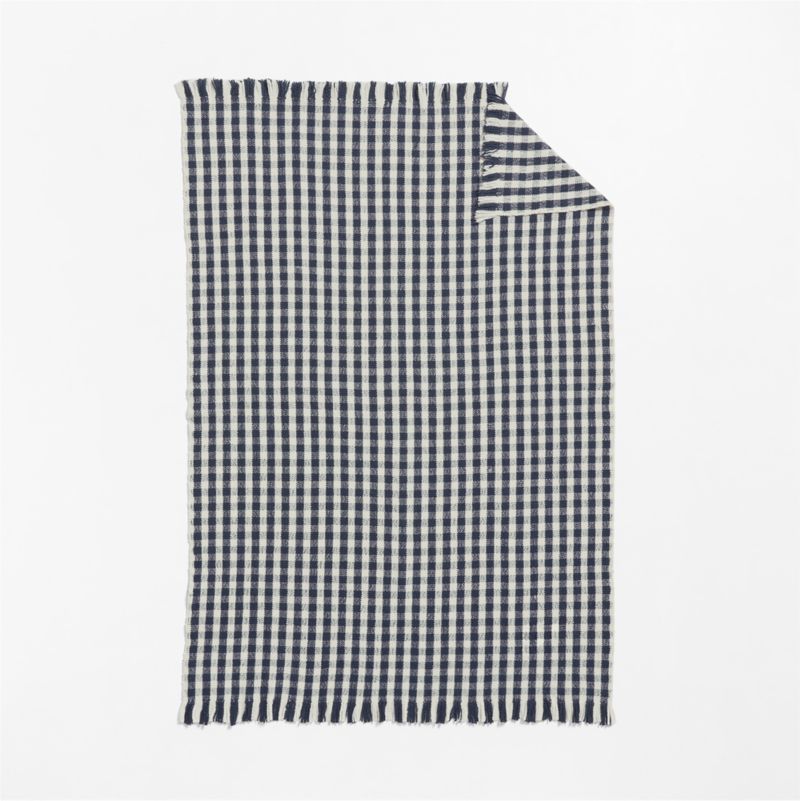 Heirloom 70"x55" Merino Wool Checkered Deep Indigo Throw Blanket - image 2 of 7