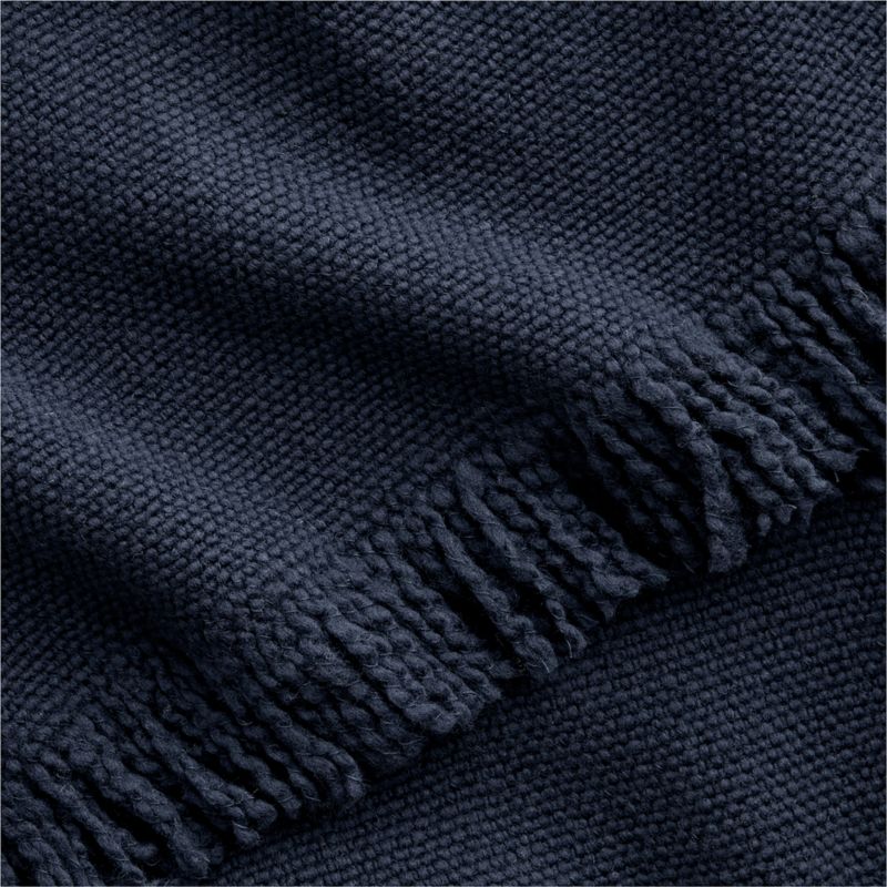Heirloom 70"x55" Merino Wool Deep Indigo Throw Blanket - image 3 of 9