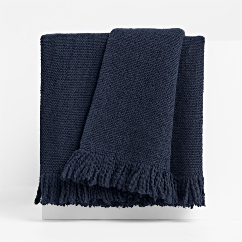 Viewing product image Heirloom 70"x55" Merino Wool Deep Indigo Throw Blanket - image 1 of 2