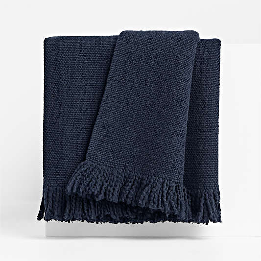 Heirloom 70"x55" Merino Wool Deep Indigo Throw Blanket