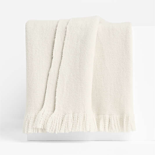 Heirloom 70"x55" Merino Wool Arctic Ivory Throw Blanket