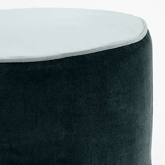 Harriet Dark Teal Velvet Round Kids Pouf