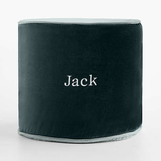 Harriet Dark Teal Velvet Round Kids Pouf