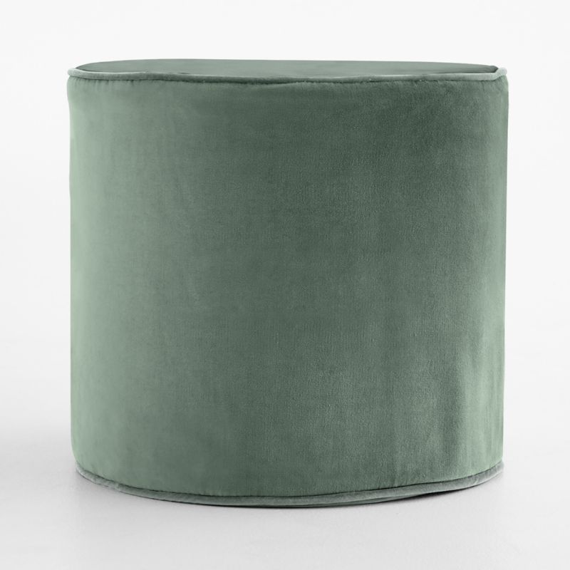 Harriet Pine Green Velvet Round Kids Pouf - image 4 of 6
