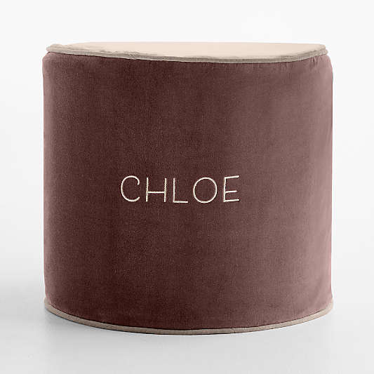 Harriet Rosy Mauve Velvet Round Kids Pouf