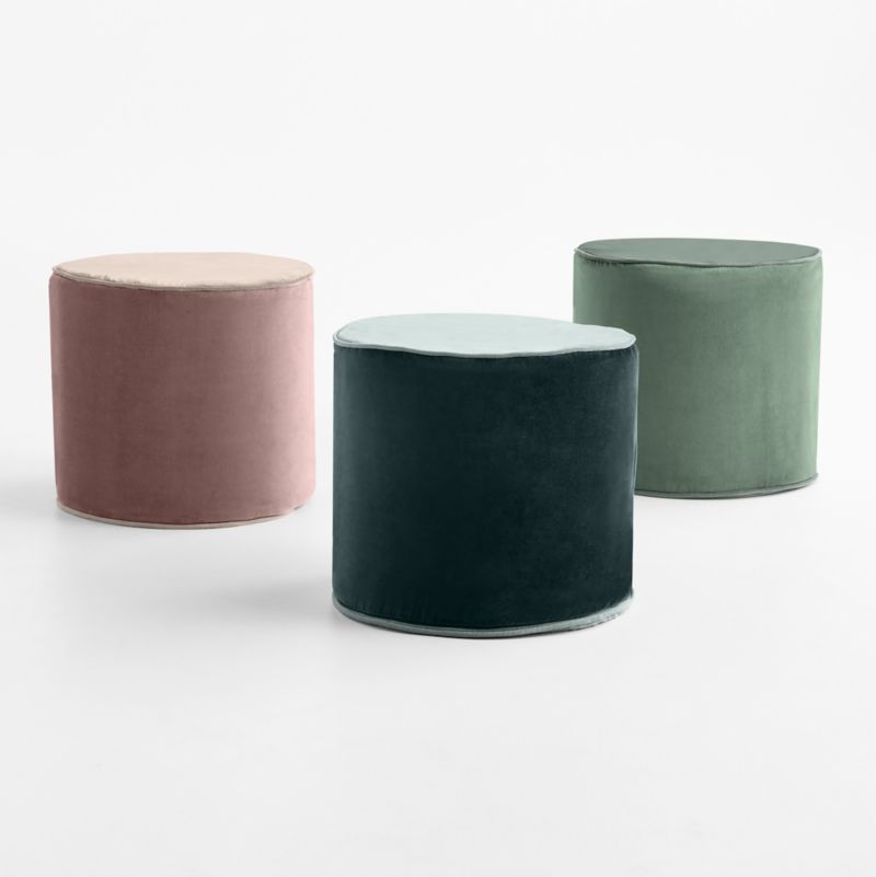 Harriet Dark Teal Velvet Round Kids Pouf - image 2 of 5