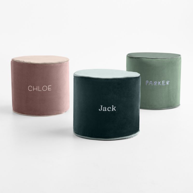 Harriet Dark Teal Velvet Round Kids Pouf - image 1 of 5