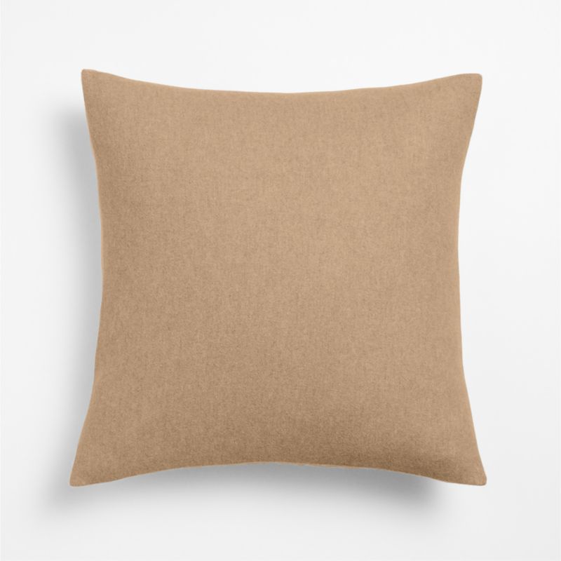 Heathered Wool Blend 20"x20" Camel Tan Throw Pillow Cover - image 2 of 6