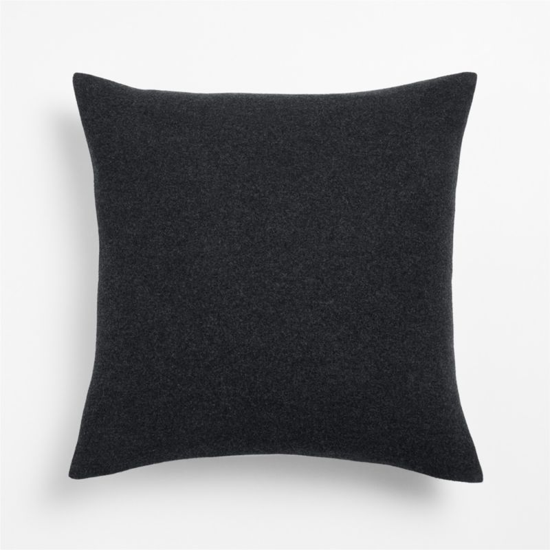 Heathered Wool Blend 20"x20" Ink Black Throw Pillow Cover with Feather Insert - image 1 of 5