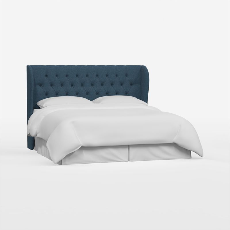 Hubbard Linen Navy Wingback Upholstered King Headboard - image 2 of 7