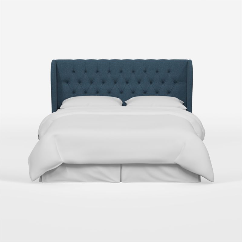 Hubbard Linen Navy Wingback Upholstered King Headboard - image 0 of 7