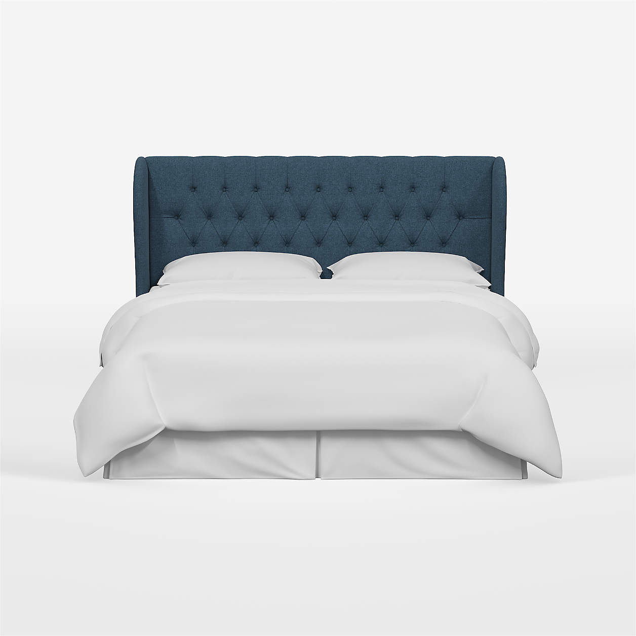 Hubbard Linen Navy Wingback Upholstered King Headboard Crate & Barrel