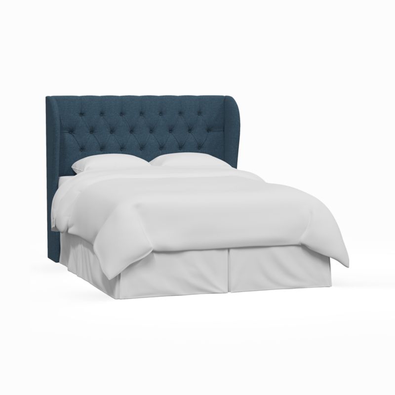 Hubbard Linen Navy Wingback Upholstered Queen Headboard - image 1 of 6