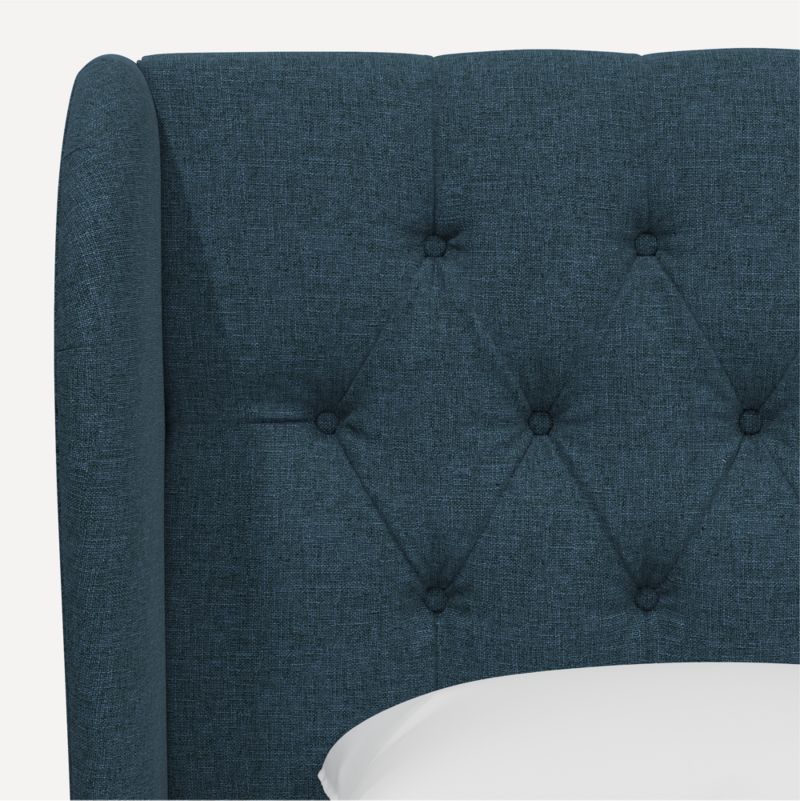 Hubbard Linen Navy Wingback Upholstered Queen Headboard - image 4 of 6