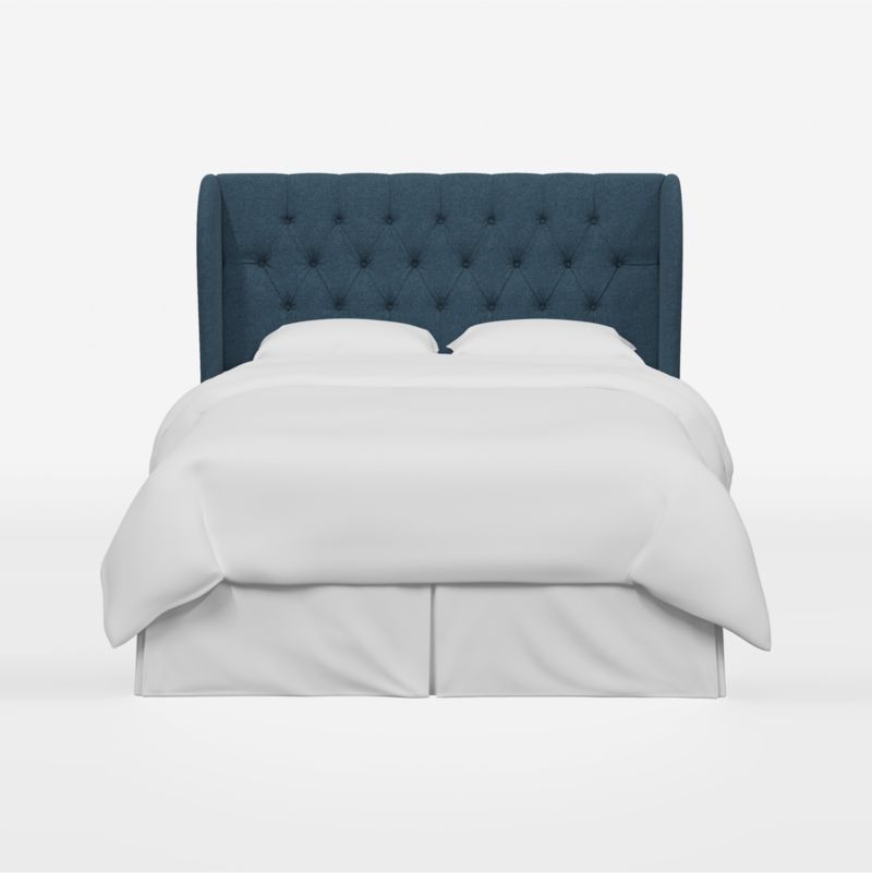 Hubbard Linen Navy Wingback Upholstered Queen Headboard - image 0 of 6