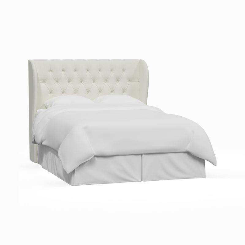 Hubbard Linen White Wingback Upholstered Queen Headboard - image 2 of 7