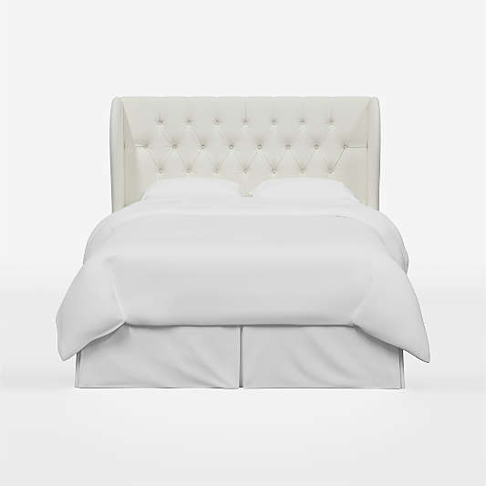 Hubbard Linen White Wingback Upholstered Queen Headboard