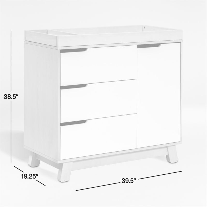 View Babyletto Hudson White Wood 3-Drawer Dresser with Removable Changing Tray & Contour Changing Pad - image 2 of 11