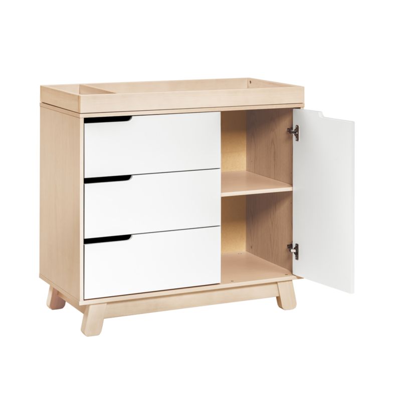 Babyletto Hudson White & Natural Washed Wood 3-Drawer Dresser with Removable Changing Tray & Contour Changing Pad - image 3 of 9