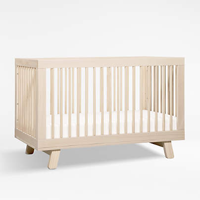 Babyletto Hudson Washed Natural Wood 3-in-1 Convertible Baby Crib with Toddler Bed Conversion Kit