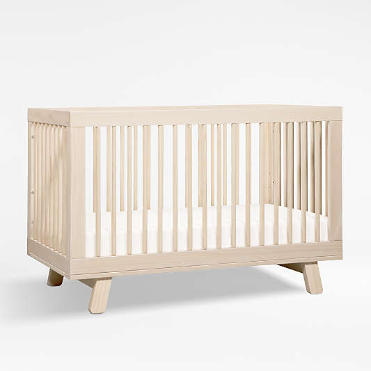 Babyletto Hudson Washed Natural Wood 3-in-1 Convertible Baby Crib with Toddler Bed Conversion Kit