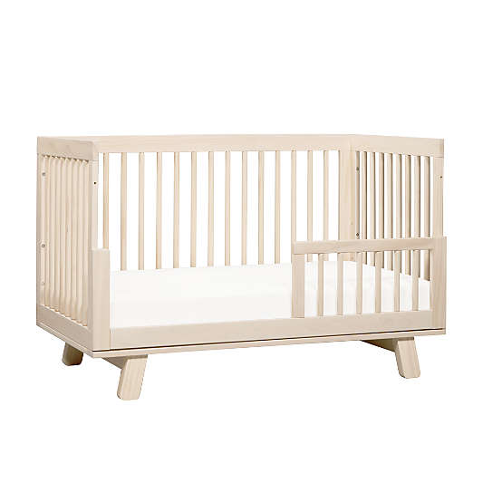 Babyletto Hudson Washed Natural Wood 3-in-1 Convertible Baby Crib with Toddler Bed Conversion Kit