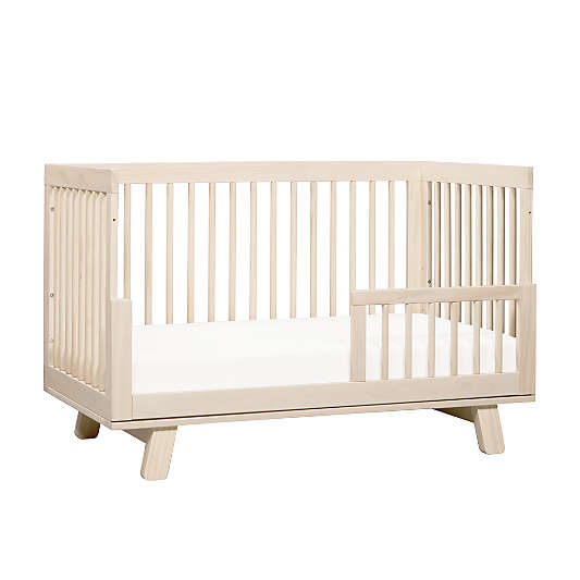 Babyletto Hudson Washed Natural Wood 3-in-1 Convertible Baby Crib with Toddler Bed Conversion Kit