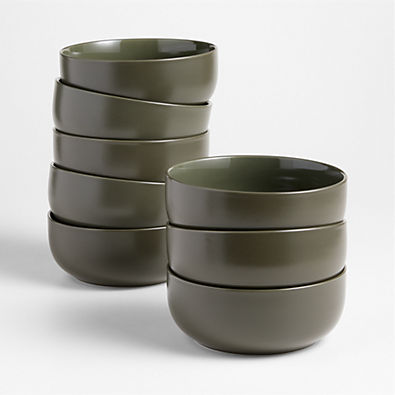 View Hudson Burnt Green Stoneware Cereal Bowls, Set of 8 details