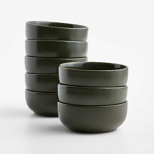 Hudson Burnt Green Stoneware Cereal Bowls, Set of 8