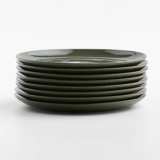Hudson Burnt Green Stoneware Dinner Plates, Set of 8