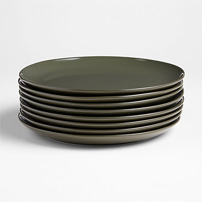 View Hudson Burnt Green Stoneware Dinner Plates, Set of 8 details